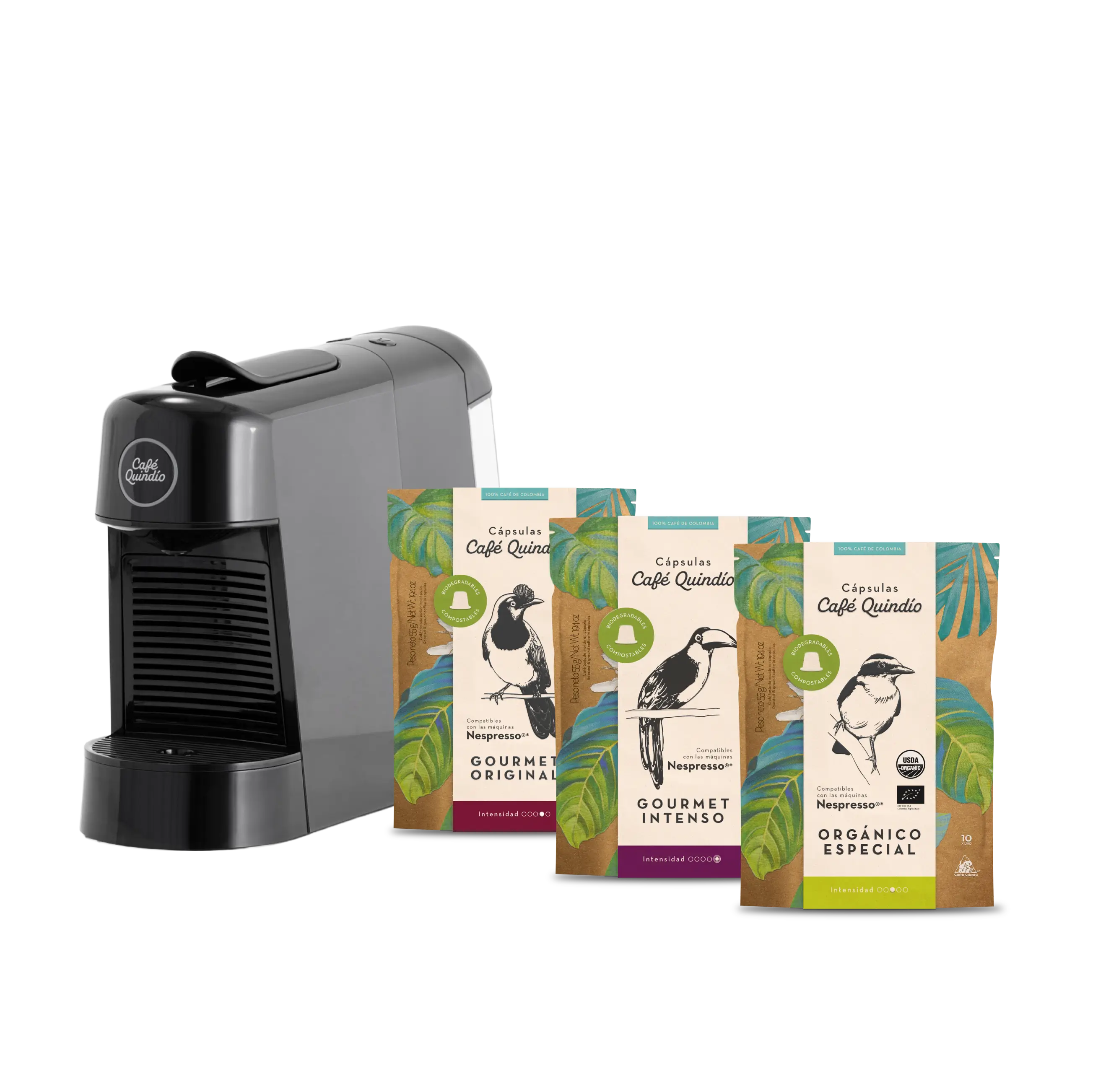 Máquina de cápsulas de café + 30 cápsulas (3 variedades)