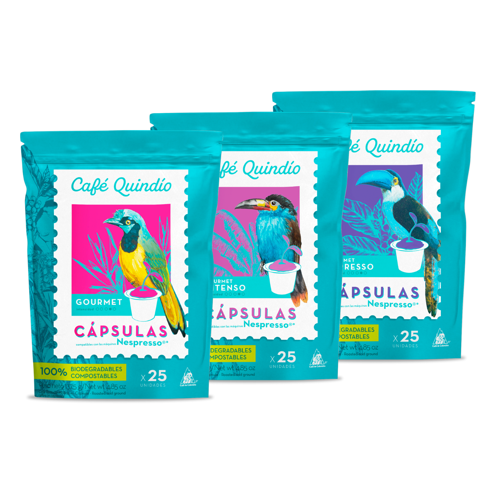 Cápsulas Café Quindío x75 unidades (3 variedades)