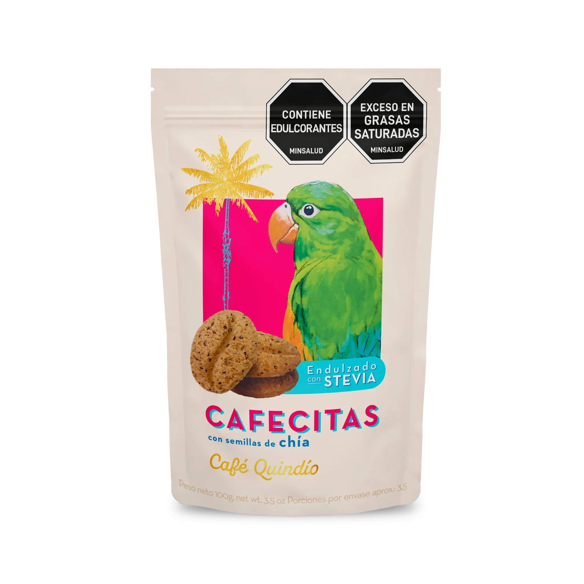Cafecitas con semillas de chía y endulzadas con stevia